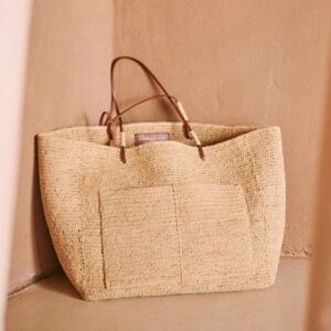 Sezane Gaby Weave Raffia Tote